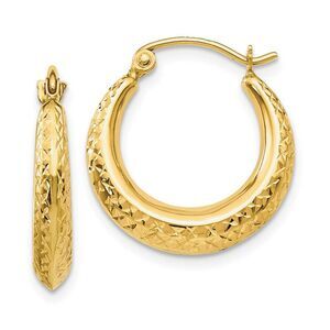 Textured Hollow Round Hoop Earrings in 14k Yellow Gold